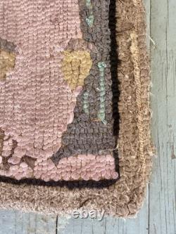 Antique Folk Art Grenfell Christmas Hand Hooked Rug