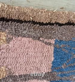 Antique Folk Art Grenfell Christmas Hand Hooked Rug