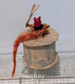 Antique German Krampus Devil Chenille Candy Container 1920s Vintage Box Stamped
