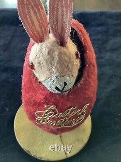 Antique German Mohair Mechanical Easter Rabbit in Egg