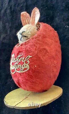 Antique German Mohair Mechanical Easter Rabbit in Egg