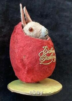 Antique German Mohair Mechanical Easter Rabbit in Egg