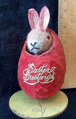 Antique German Mohair Mechanical Easter Rabbit in Egg