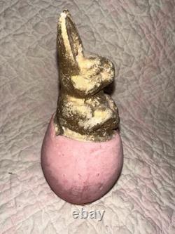 Antique German Paper Mache Bunny In Egg Candy Container Antique German Paper Mache Bunny In Egg Candy Container