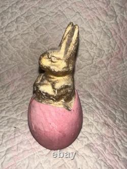 Antique German Paper Mache Bunny In Egg Candy Container Antique German Paper Mache Bunny In Egg Candy Container