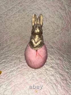 Antique German Paper Mache Bunny In Egg Candy Container Antique German Paper Mache Bunny In Egg Candy Container