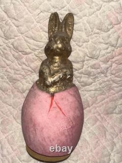 Antique German Paper Mache Bunny In Egg Candy Container Antique German Paper Mache Bunny In Egg Candy Container