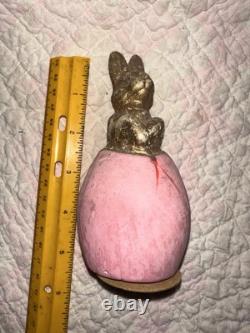 Antique German Paper Mache Bunny In Egg Candy Container Antique German Paper Mache Bunny In Egg Candy Container