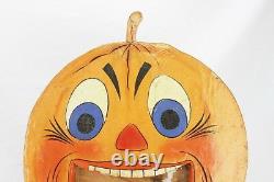 Antique German Rare Painted Wood Halloween Pumpkin Bean Bag Toss Game ca1910