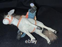 Antique German Santa Figure Riding Paper Mache Nodder Donkey