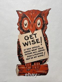 Antique Gibson Halloween Fortune Owl Get Wise Pick a Feather Rare Collectible