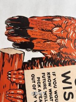 Antique Gibson Halloween Fortune Owl Get Wise Pick a Feather Rare Collectible