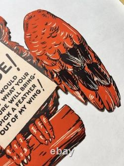 Antique Gibson Halloween Fortune Owl Get Wise Pick a Feather Rare Collectible