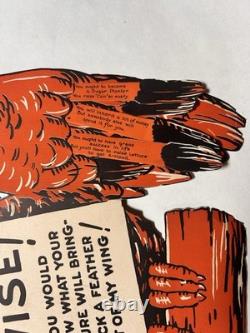 Antique Gibson Halloween Fortune Owl Get Wise Pick a Feather Rare Collectible