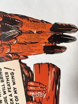 Antique Gibson Halloween Fortune Owl Get Wise Pick a Feather Rare Collectible