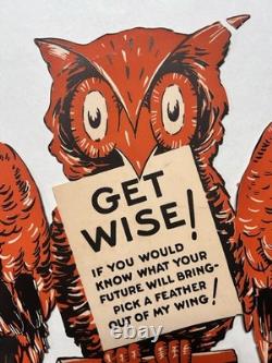 Antique Gibson Halloween Fortune Owl Get Wise Pick a Feather Rare Collectible