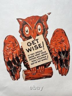 Antique Gibson Halloween Fortune Owl Get Wise Pick a Feather Rare Collectible