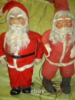 Antique HAFT cloth, straw stuffed SANTA CLAUS doll store display c1929 withlight