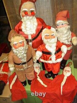 Antique HAFT cloth, straw stuffed SANTA CLAUS doll store display c1929 withlight