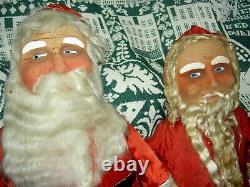 Antique HAFT cloth, straw stuffed SANTA CLAUS doll store display c1929 withlight