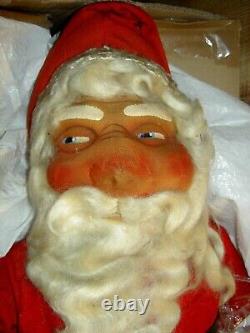 Antique HAFT cloth, straw stuffed SANTA CLAUS doll store display c1929 withlight