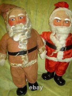 Antique HAFT cloth, straw stuffed SANTA CLAUS doll store display c1929 withlight