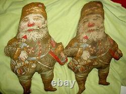 Antique HAFT cloth, straw stuffed SANTA CLAUS doll store display c1929 withlight