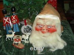 Antique HAFT cloth, straw stuffed SANTA CLAUS doll store display c1929 withlight