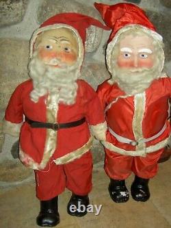 Antique HAFT cloth, straw stuffed SANTA CLAUS doll store display c1929 withlight