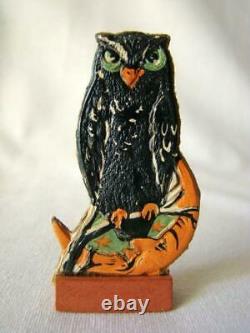Antique HALLOWEEN OWL & CRESCENT MAN IN THE MOON, Skittles Game Piece GERMANY