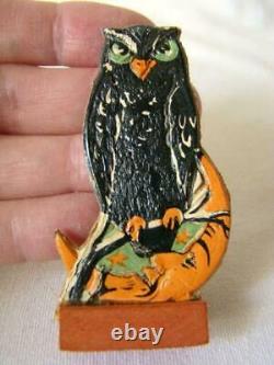 Antique HALLOWEEN OWL & CRESCENT MAN IN THE MOON, Skittles Game Piece GERMANY