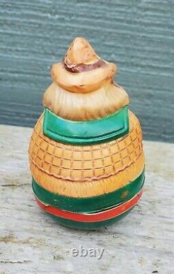 Antique HALLOWEEN Viscoloid Celluloid Witch Roly Poly Toy Figure 1920's