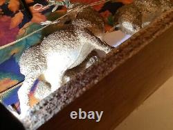 Antique Handmade Cotton Santa Claus and Paper Mâché Sleigh and Cotton Reindeer