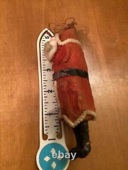 Antique Handmade Cotton Santa Claus and Paper Mâché Sleigh and Cotton Reindeer