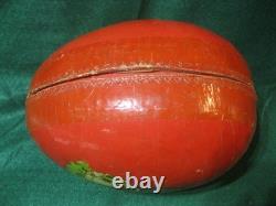 Antique Large Paper Mache 11 Egg Candy Container RED Easter Bunny Rabbit