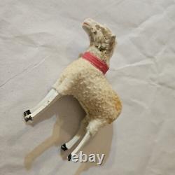 Antique Lot 5 Germany Purz Sheep Christmas Composition Wood Legs Large To Small