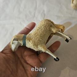 Antique Lot 5 Germany Purz Sheep Christmas Composition Wood Legs Large To Small