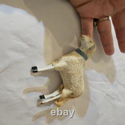 Antique Lot 5 Germany Purz Sheep Christmas Composition Wood Legs Large To Small