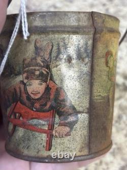 Antique Miniature CANDY TIN Pail, MERRY CHRISTMAS