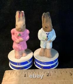 Antique Miniature German Easter Rabbits Candy Containers (pair)