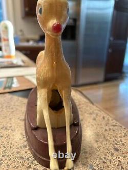 Antique Montgomery Ward 1939 Raylite Paramount Rudolph Reindeer Lamp Music Box