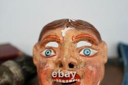 Antique Paper Mache Carnival Head Mask Halloween Prop Parade Vintage Oddity