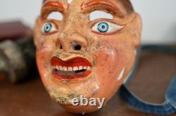 Antique Paper Mache Carnival Head Mask Halloween Prop Parade Vintage Oddity