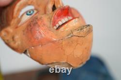 Antique Paper Mache Carnival Head Mask Halloween Prop Parade Vintage Oddity
