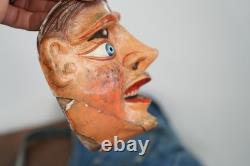 Antique Paper Mache Carnival Head Mask Halloween Prop Parade Vintage Oddity