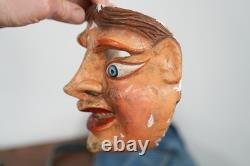 Antique Paper Mache Carnival Head Mask Halloween Prop Parade Vintage Oddity