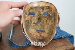 Antique Paper Mache Carnival Head Mask Halloween Prop Parade Vintage Oddity
