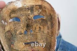 Antique Paper Mache Carnival Head Mask Halloween Prop Parade Vintage Oddity