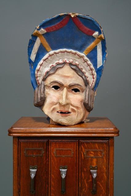 Antique Paper Mache Carnival Head Mask Halloween Witch Parade Vintage Oddity