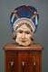 Antique Paper Mache Carnival Head Mask Halloween Witch Parade Vintage Oddity